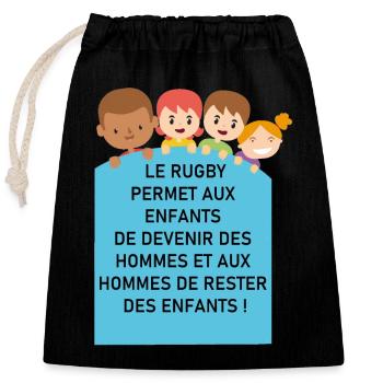 le rugby - Sac cadeau en coton avec cordon (25 x 30 cm) - noir - Devant