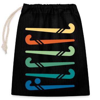 Hockey sticks colorful - Closable cotton gift bag (25x30cm) - black - Front
