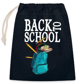 Zurück zur Schule - Verschließbarer Geschenkbeutel aus Baumwolle (25x30cm) - Navy - Vorne