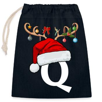 Brief Q Weihnachtsmütze - Verschließbarer Geschenkbeutel aus Baumwolle (25x30cm) - Navy - Vorne