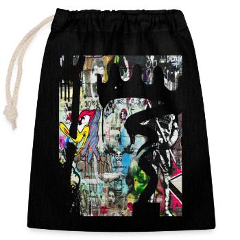Graffiti style Splash hip hop colors painter color - Closable cotton gift bag (25x30cm) - black - Front