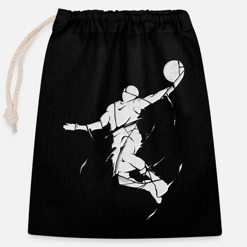 basket-ball basketteur dunk broken splash - Sac cadeau en coton avec cordon (25 x 30 cm) - noir