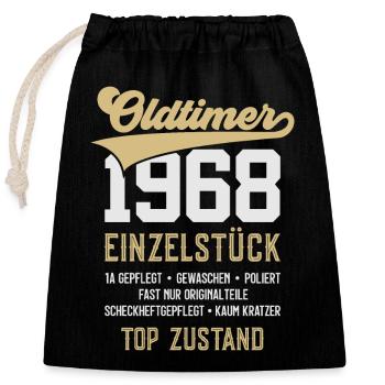 58. GEBURTSTAG OLDTIMER 1968 - Verschließbarer Geschenkbeutel aus Baumwolle (25x30cm) - Schwarz - Vorne