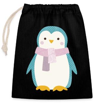 Penguin Dots Scandinavian Nursery Kids - Closable cotton gift bag (25x30cm) - black - Front