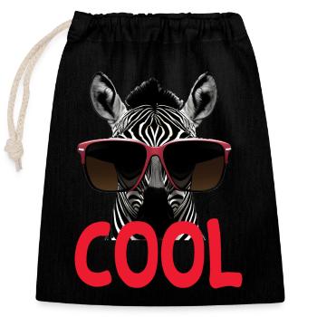 Cooles Zebra - cool - Verschließbarer Geschenkbeutel aus Baumwolle (25x30cm) - Schwarz - Vorne