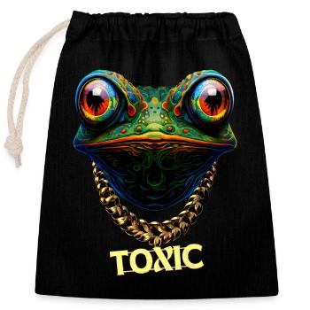 Niedlicher giftiger Frosch - Verschließbarer Geschenkbeutel aus Baumwolle (25x30cm) - Schwarz - Vorne