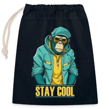 Cool Monkey Restez cool - Sac cadeau en coton avec cordon (25 x 30 cm) - bleu marine - Devant