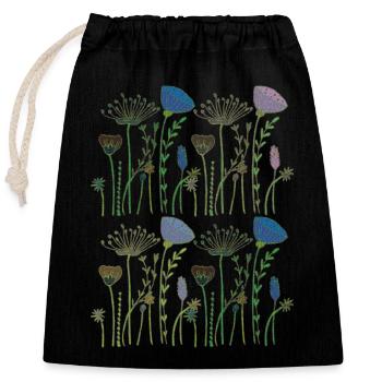 Dried flowers flower meadow - Closable cotton gift bag (25x30cm) - black - Front