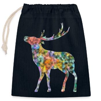 Deer - Closable cotton gift bag (25x30cm) - navy - Front
