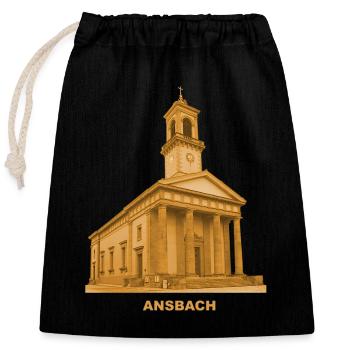 Ansbach St. Ludwig Kirche Mittelfranken Bayern - Verschließbarer Geschenkbeutel aus Baumwolle (25x30cm) - Schwarz - Vorne