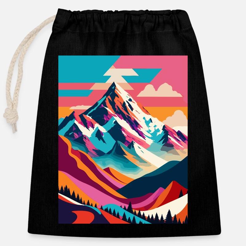 Mountain - Closable cotton gift bag (25x30cm) - black