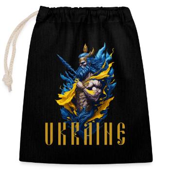 Ukraine Warrior Stop War - Closable cotton gift bag (25x30cm) - black - Front