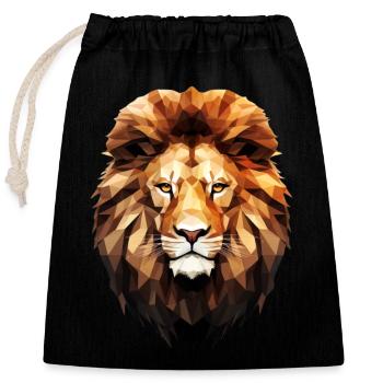 Lion low poly , Löwe - Verschließbarer Geschenkbeutel aus Baumwolle (25x30cm) - Schwarz - Vorne