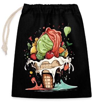 Fruchteiswaffel - Verschließbarer Geschenkbeutel aus Baumwolle (25x30cm) - Schwarz - Vorne