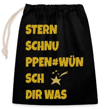 sternschnuppen wünsch dir was - Verschließbarer Geschenkbeutel aus Baumwolle (25x30cm) - Schwarz - Vorne