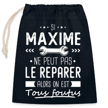 Maxime ne peut pas le réparer cadeau maxime - Sac cadeau en coton avec cordon (25 x 30 cm) - bleu marine - Devant