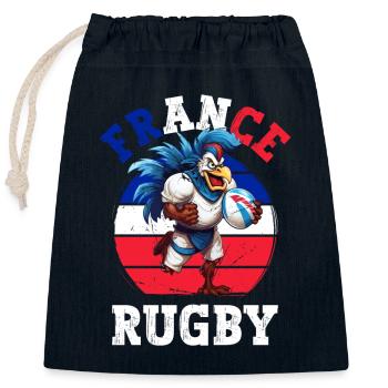 Rooster Rugby Ball Player Fan - Closable cotton gift bag (25x30cm) - navy - Front