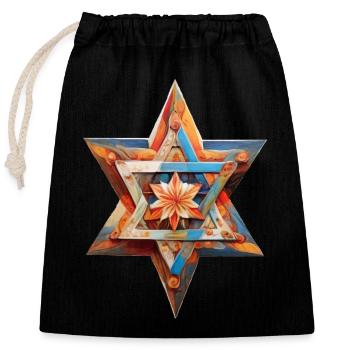 Israel Stand with Israel - Closable cotton gift bag (25x30cm) - black - Front