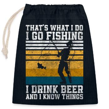 Angler Fisherman Leisure Carp - Closable cotton gift bag (25x30cm) - navy - Front