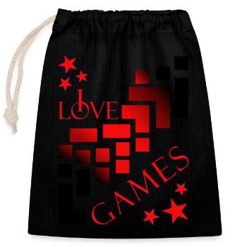 Jeux de joueurs - Sac cadeau en coton avec cordon (25 x 30 cm) - noir - Devant