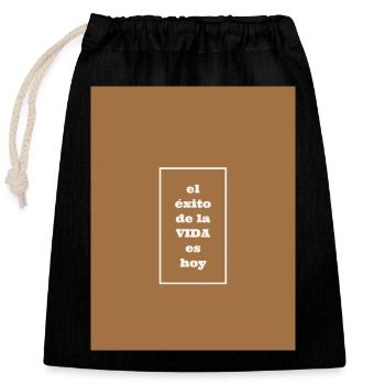 Life Success - Closable cotton gift bag (25x30cm) - black - Front