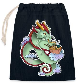 Asia Drache mit Ramen - Verschließbarer Geschenkbeutel aus Baumwolle (25x30cm) - Navy - Vorne