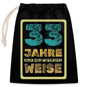 Age 33 - Closable cotton gift bag (25x30cm) - black - Front