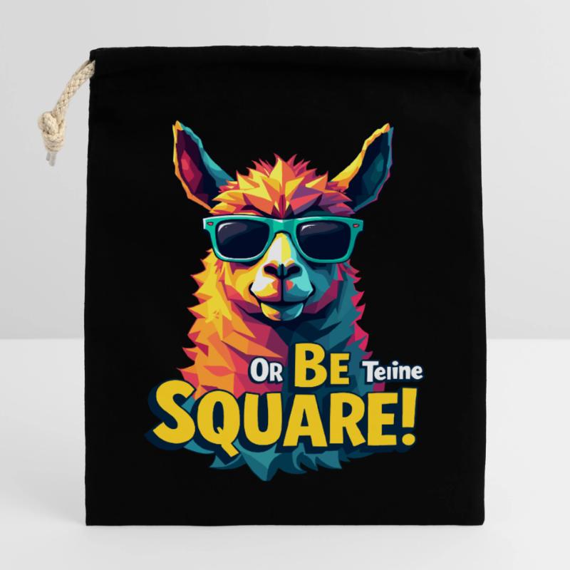 Sei teine oder sei quadratisch – Bold Lama Design Verschließbarer Geschenkbeutel aus Baumwolle (25x30cm)