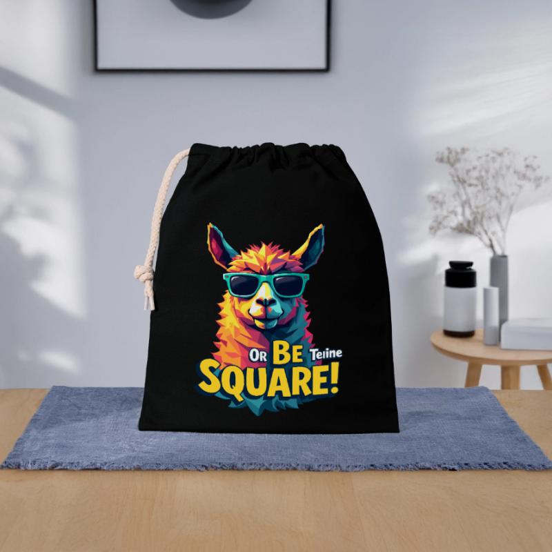 Sei teine oder sei quadratisch – Bold Lama Design Verschließbarer Geschenkbeutel aus Baumwolle (25x30cm)