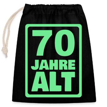 Age 70 - Closable cotton gift bag (25x30cm) - black - Front