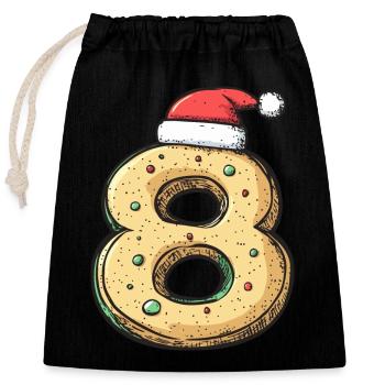 8 Number Christmas Biscuit - Closable cotton gift bag (25x30cm) - black - Front