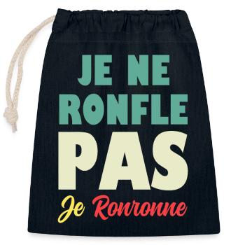 Je Ne Ronfle Pas Je Ronronne - Sac cadeau en coton avec cordon (25 x 30 cm) - bleu marine - Devant