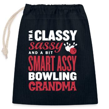 Classy Sassy Grandma Bowling - Closable cotton gift bag (25x30cm) - navy - Front