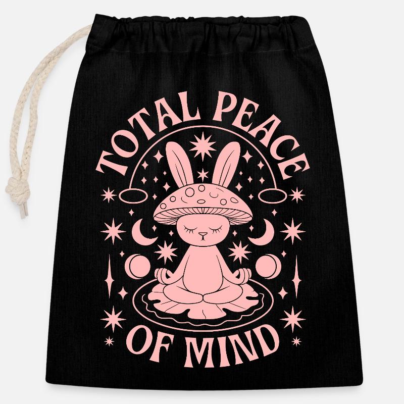 Zen Bunny: Total relaxation - Closable cotton gift bag (25x30cm) - black
