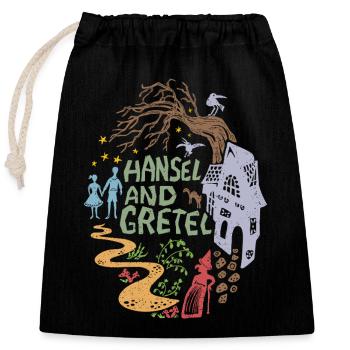 Hansel and Gretel Witch House Vintage - Closable cotton gift bag (25x30cm) - black - Front