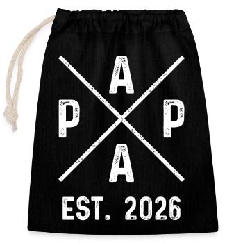 Papa Est. 2026 - Verschließbarer Geschenkbeutel aus Baumwolle (25x30cm) - Schwarz - Vorne