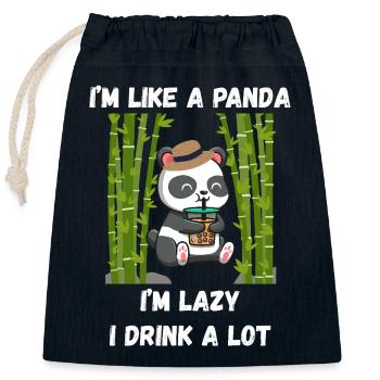 Lazy-Panda-Modus - Verschließbarer Geschenkbeutel aus Baumwolle (25x30cm) - Navy - Vorne