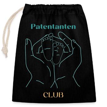 Patentanten Club - Verschließbarer Geschenkbeutel aus Baumwolle (25x30cm) - Schwarz - Vorne