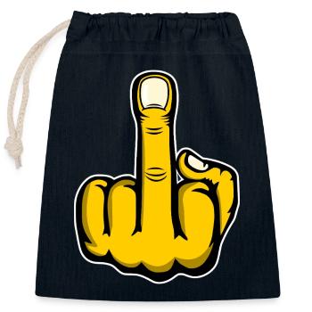 Mittelfinger Stinkefinger Design Gelb used - Verschließbarer Geschenkbeutel aus Baumwolle (25x30cm) - Navy - Vorne