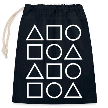 Geometric Glyph Grid - Closable cotton gift bag (25x30cm) - navy - Front