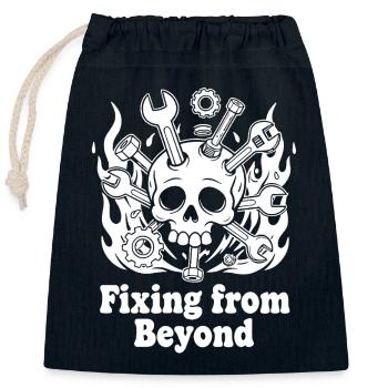 Fixing from Beyond - Closable cotton gift bag (25x30cm) - navy - Front