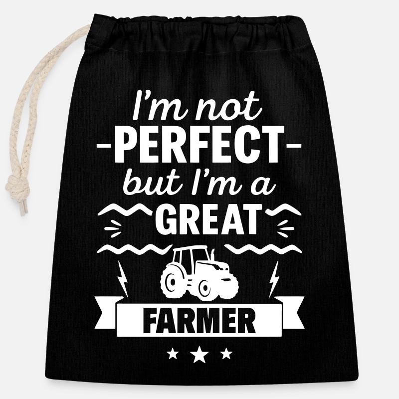 I'm Not Perfect But I'm a Great Farmer - Closable cotton gift bag (25x30cm) - black
