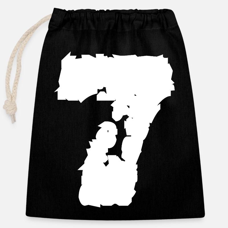 7 Numéro Sept - Sac cadeau en coton avec cordon (25 x 30 cm) - noir