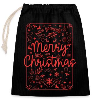 Merry Christmas Red Script - Closable cotton gift bag (25x30cm) - black - Front