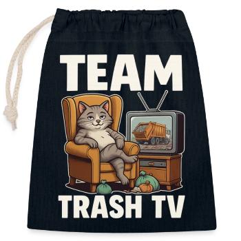 Équipe Chatte Télé Poubelle - Sac cadeau en coton avec cordon (25 x 30 cm) - bleu marine - Devant