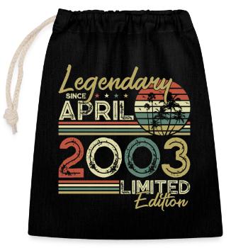 Legendary since April 2003 - Closable cotton gift bag (25x30cm) - black - Front