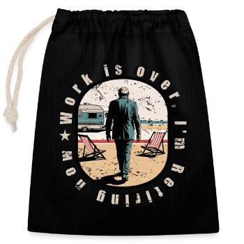 Retired pensioners - Closable cotton gift bag (25x30cm) - black - Front