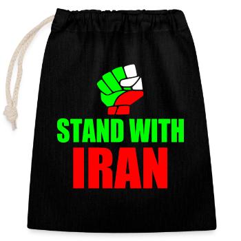 Stand with iran - Sac cadeau en coton avec cordon (25 x 30 cm) - noir - Devant