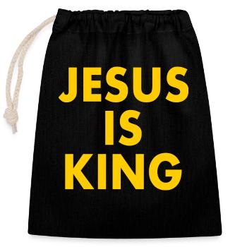 Jesus is king - Closable cotton gift bag (25x30cm) - black - Front