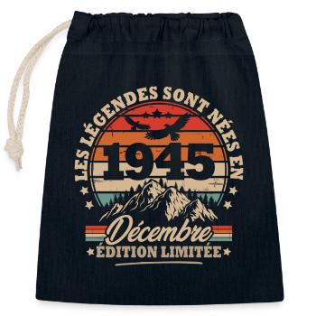 Geburtstagsgeschenk geboren im Dezember 1945 - Verschließbarer Geschenkbeutel aus Baumwolle (25x30cm) - Navy - Vorne